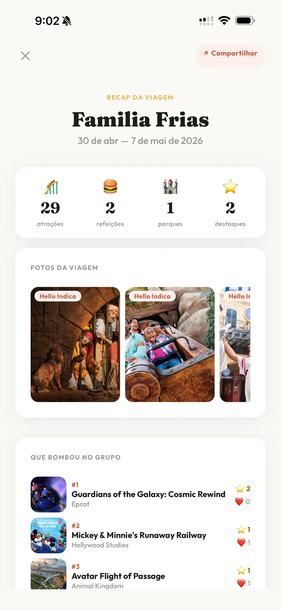 Recap da viagem